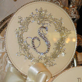 Dalmazio Design Cake Topper Swarovski Plaque - 8" Round Crest Personalized Initial